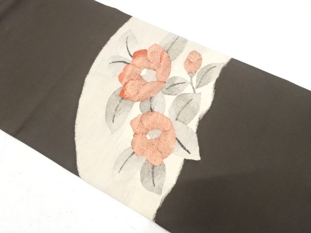 Camellia pattern woven bag obi